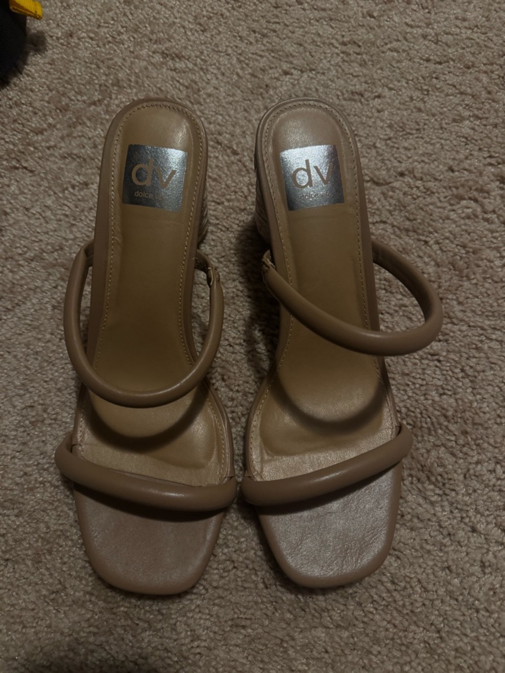 Dolce Vita Nude Double-Strap Square-Toe Heeled Sandals